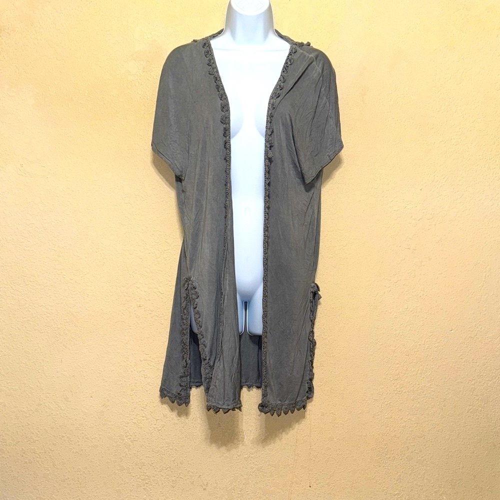 POL Gray Open-Front Cardigan